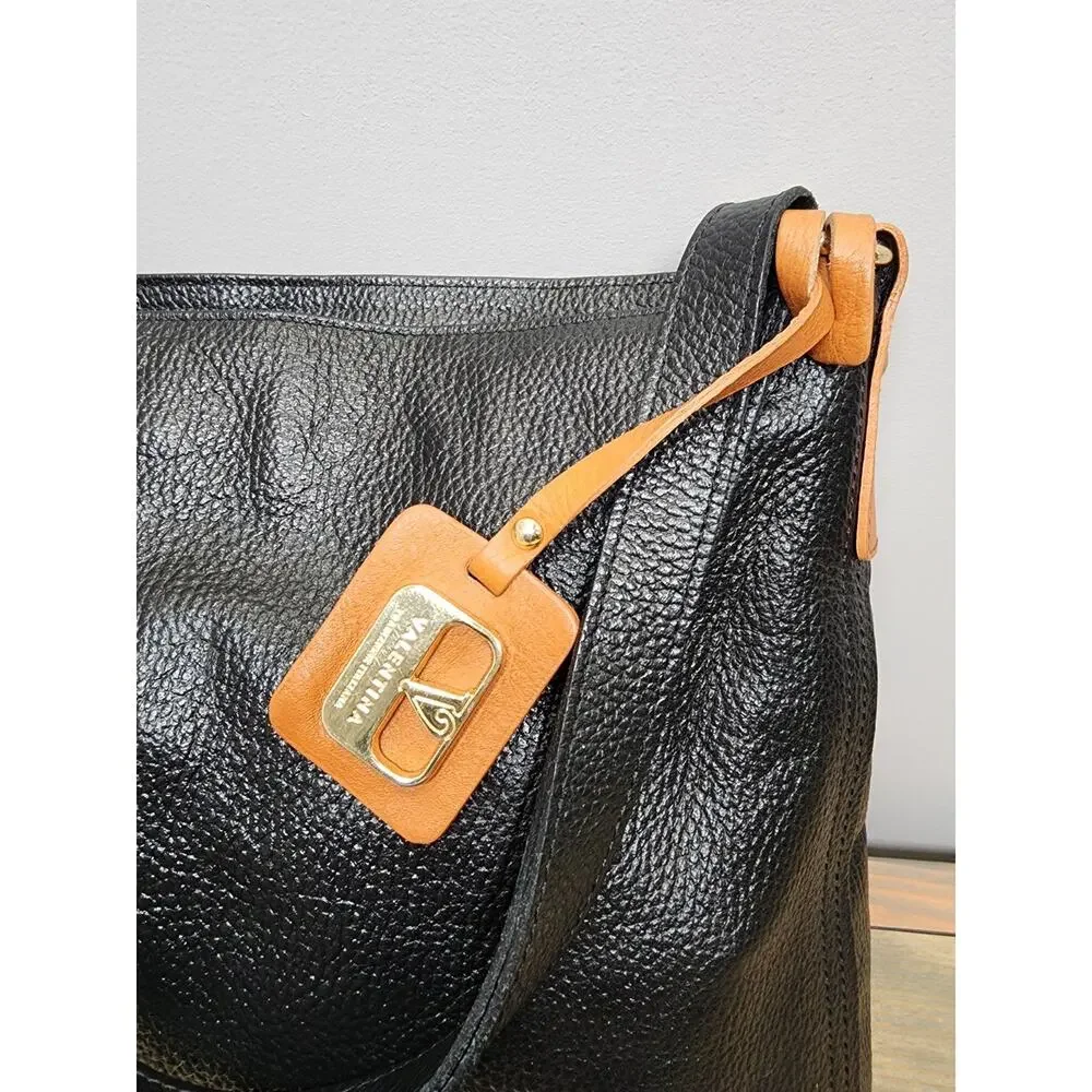 VALENTINA Tradizione Italiana Genuine Leather Black Shoulder Bag Purse - Picture 2 of 14